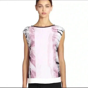 Helmut lang pink black Mason Abstract-Print Crepe Top in size small